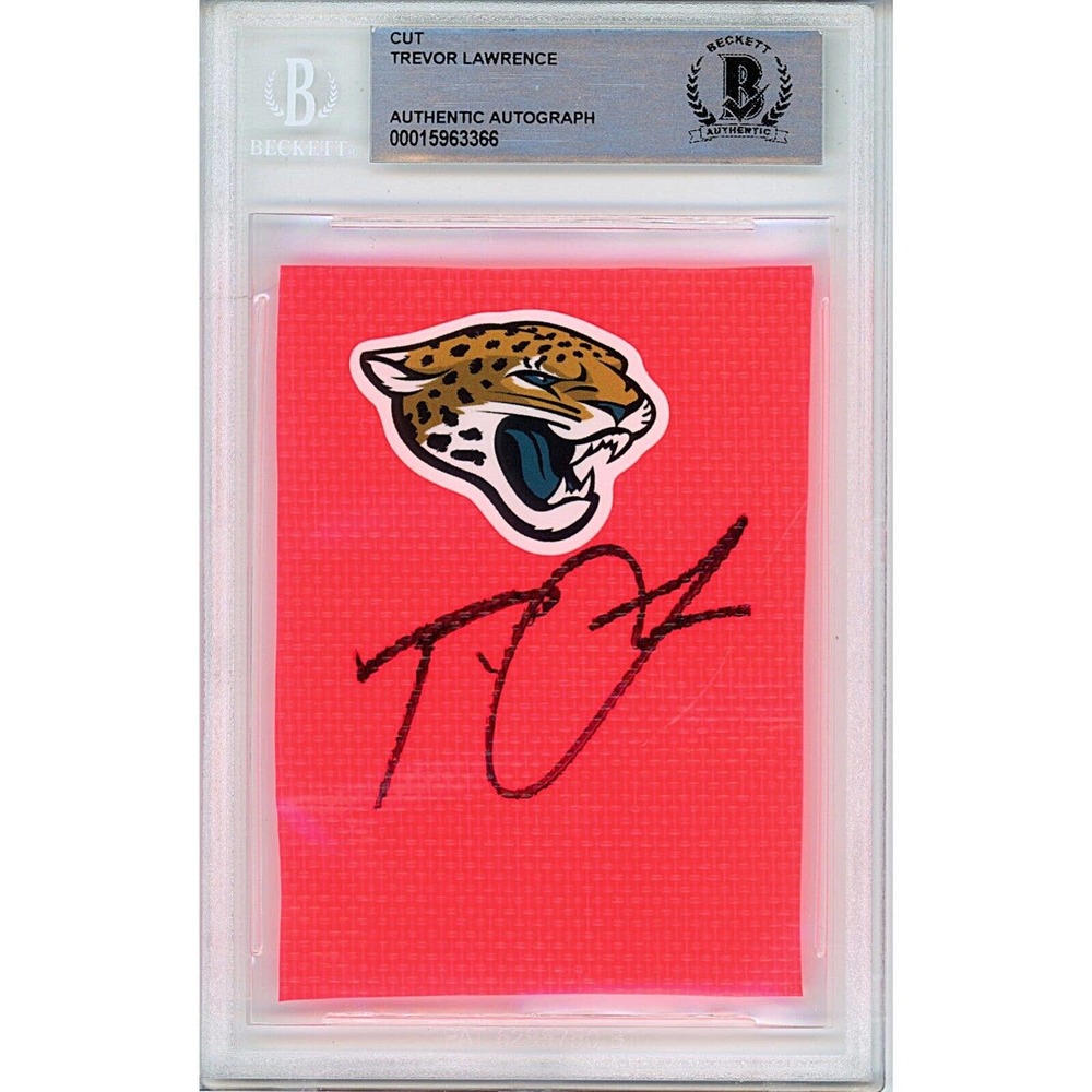 Trevor Lawrence Autographed Football Pylon Jacksonville Jaguars Beckett Slab COA